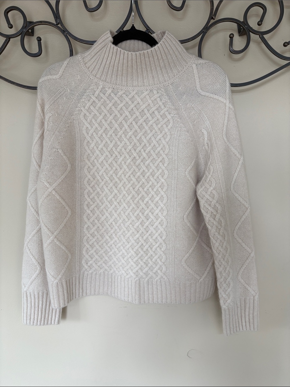 Joie Cream Cable-Knit Turtleneck Sweater